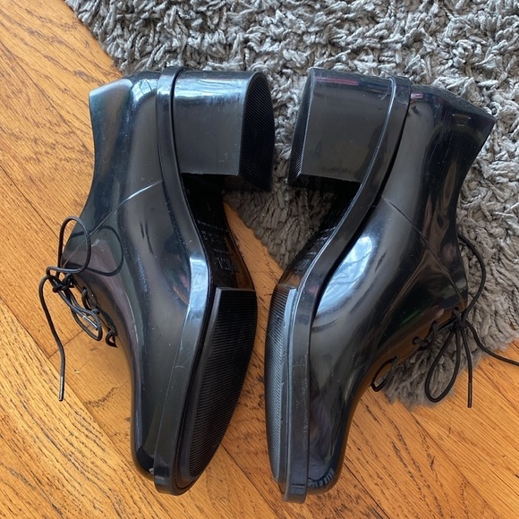 Melissa Black Rubber Stacked Block Heel Oxford Jelly Shoes Size 6 - Picture 7 of 14